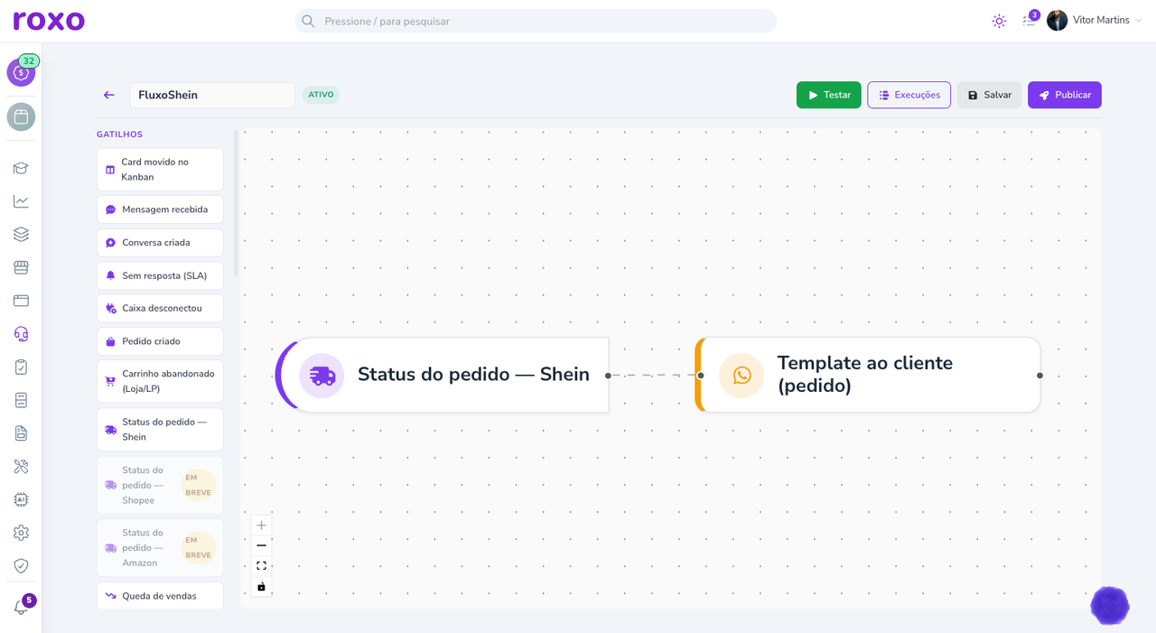 Central de Automações — editor visual no-code